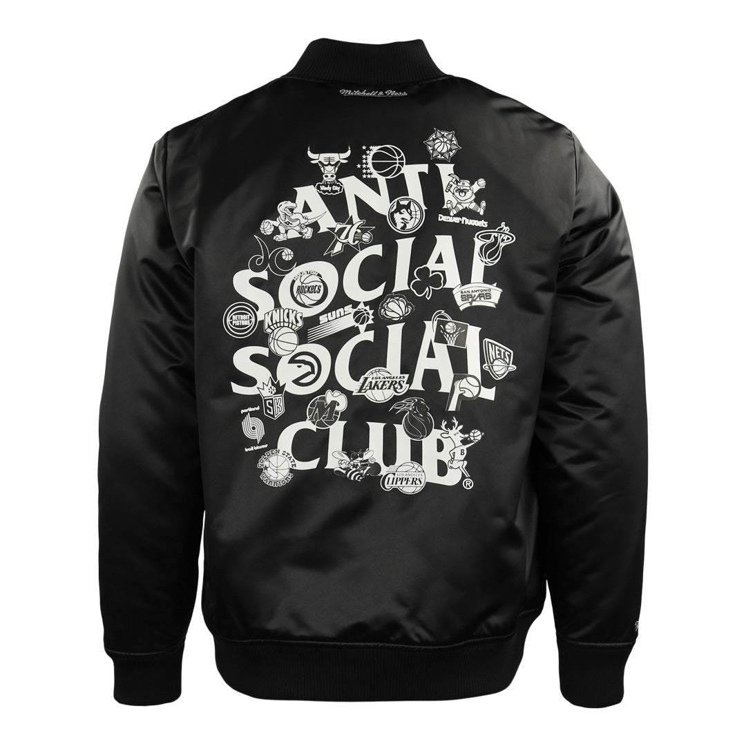 ASSC x Mitchell Ness NBA Logo Collage Bomber Jacket AntiSocialSocialClub